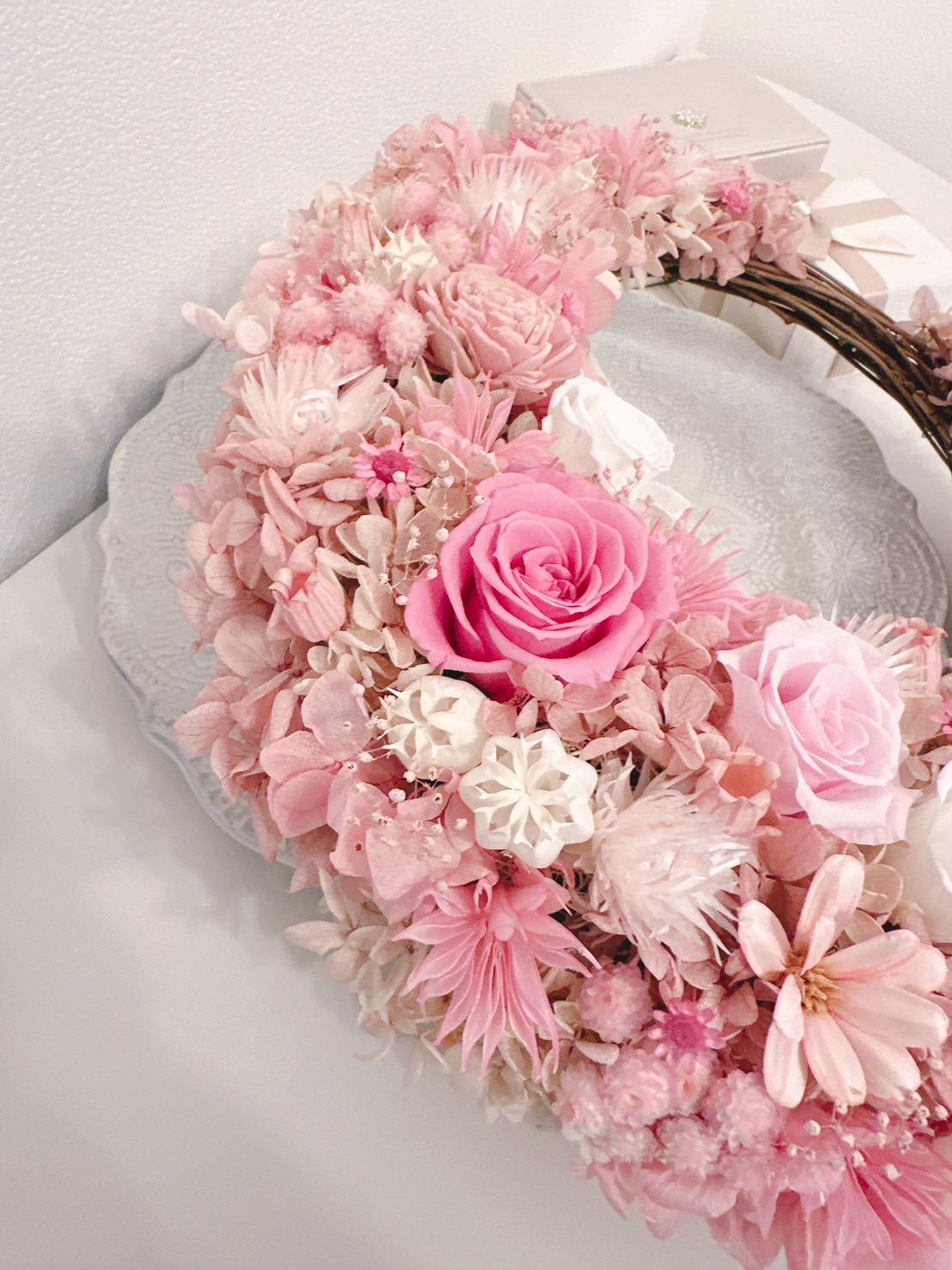 【人気 三日月リース】ロゼブロッサム クレセント 〜桃色の季節〜 結婚祝い ピンク 桜色 春限定2026 新作 ギフト | 4枚目